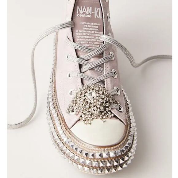 NEW Nan-Ku Couture Free People Cruise Stidded Mellow Mauve Pink High Top Sneaker - Picture 3 of 12